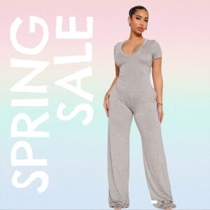 Gray Knit Jumpsuit with Relaxed Fit